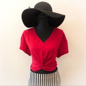 NWT Cross-front V-Neck Red Crop Top